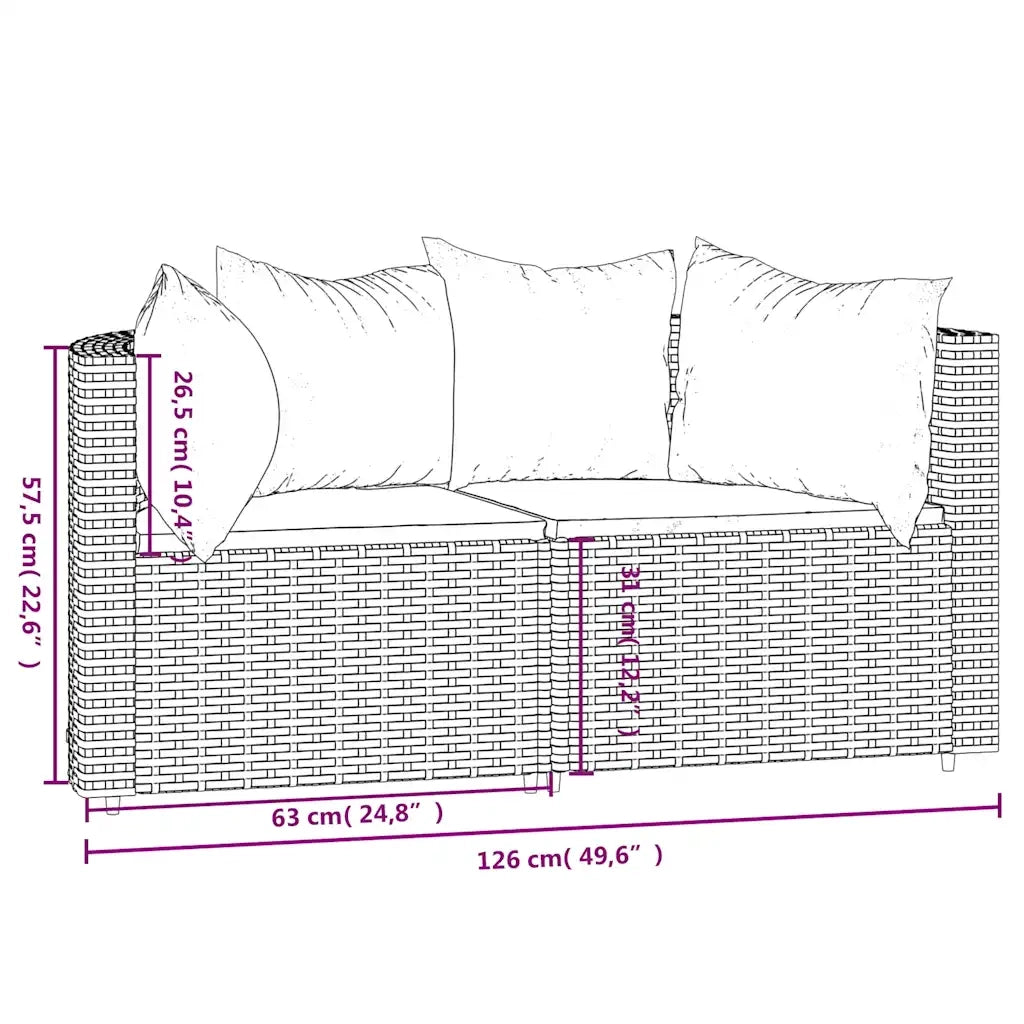 Divani Angolari da Giardino con Cuscini 2pz in Polyrattan Nero 319806