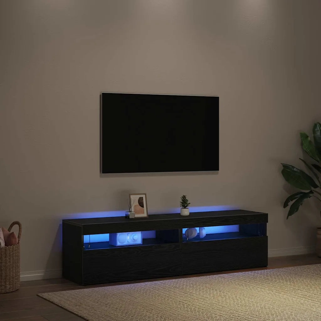 Mobile TV 2 pz-Mobile per TV-Credenza TV Rovere Nero 75 x 35 x 40 cm Legno multistrato