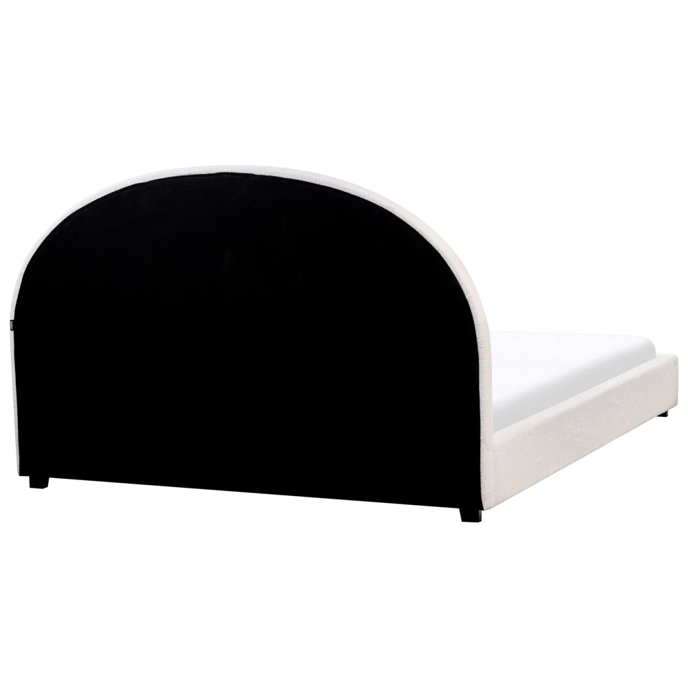 Lettino ad acqua in bouclé retrò dal design minimalista in poliestere bianco sporco 160 x 200 cm