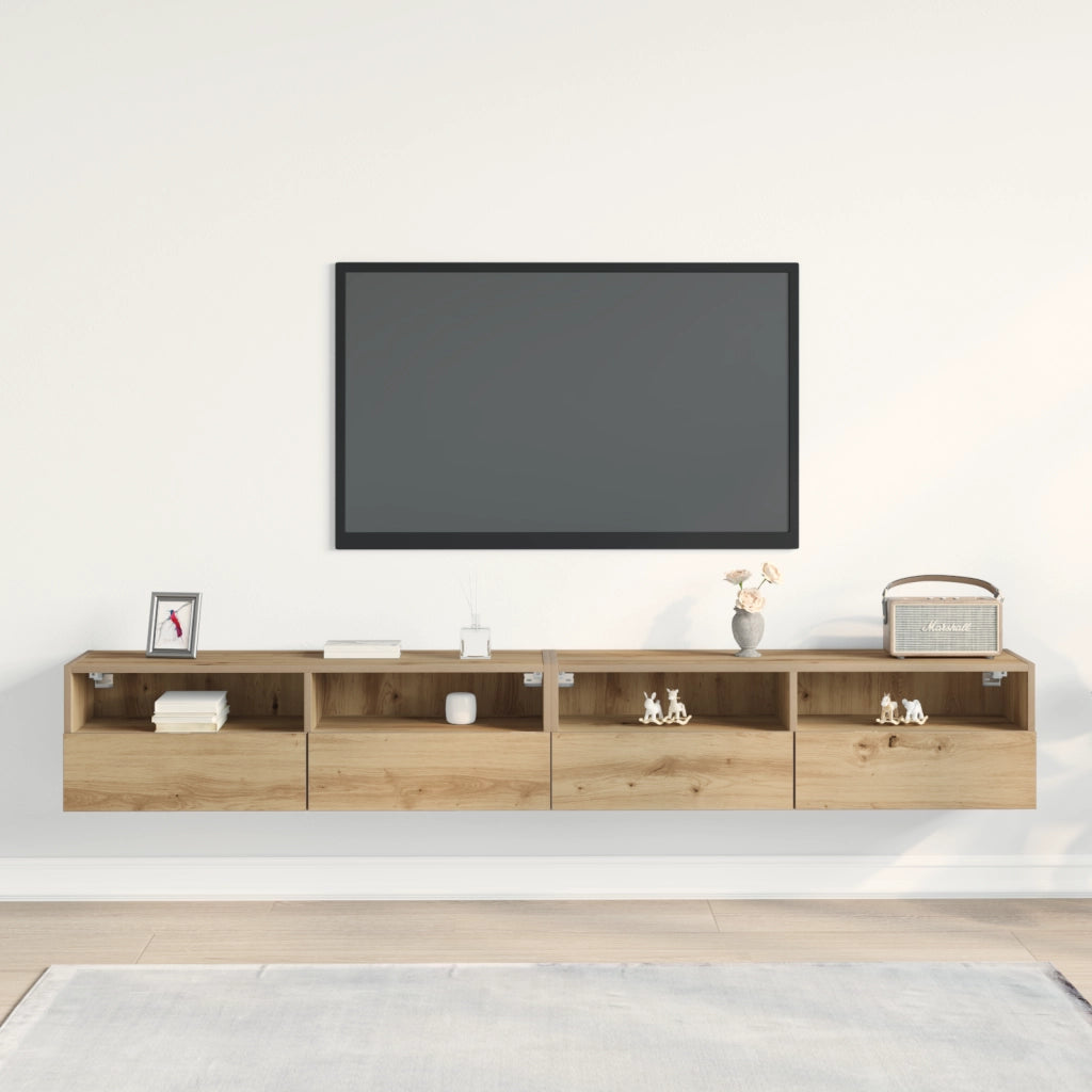 Cabinet TV  2 pezzi in Rovere Artigianale 100x30x30 cm in Legno ingegnerizzato