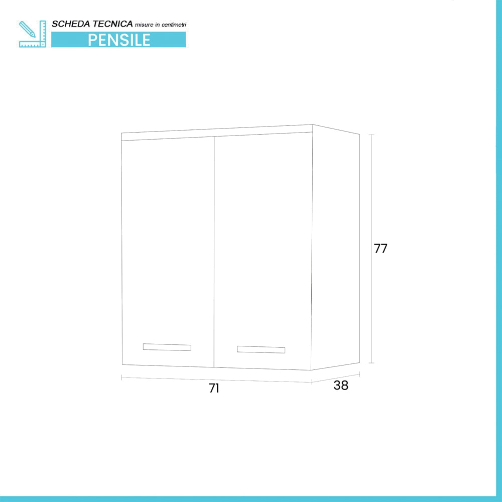Pensile multiuso 70x77cm salvaspazio in legno bianco 2 ante linea Pilar