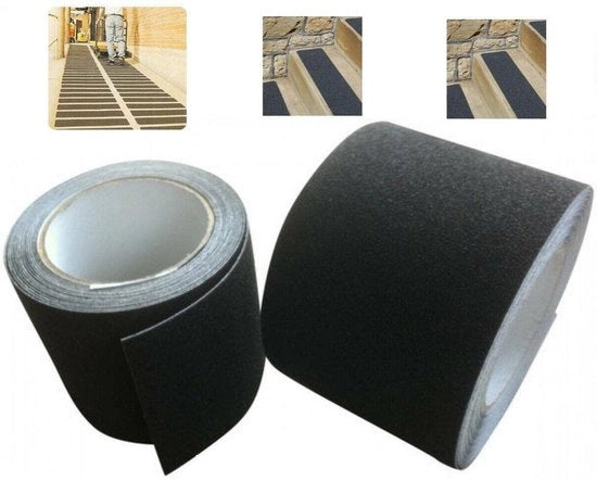 Tappetino antislipo autoadesivo 10 m alta trazione fascia antiscivolo adesivo sicuro nero.