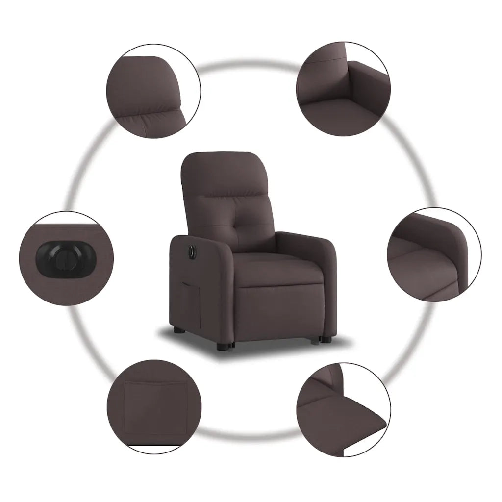 Poltrona | Sedia Relax Alzapersona Reclinante Elettrica Marrone Scuro Tessuto