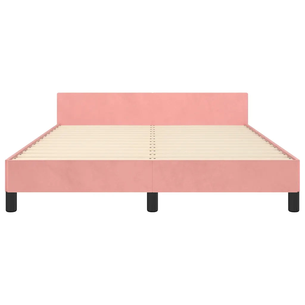 Giroletto con Testiera-Letto con Testiera senza Materasso Rosa 140x190 cm Velluto