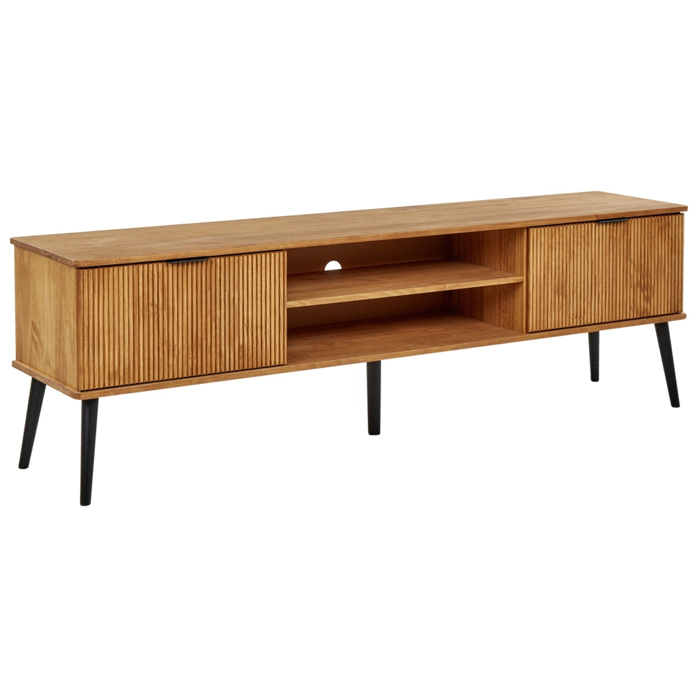 Mobile TV a 2 ante legno chiaro e gambe in metallo nero stile vintage elegante