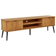 Mobile TV a 2 ante legno chiaro e gambe in metallo nero stile vintage elegante