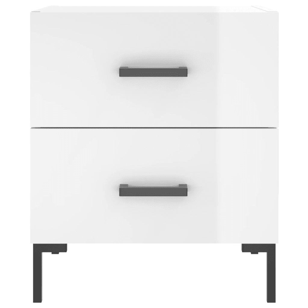 Comodini 2 pz-Set di 2 Tavolino da notte Bianco Lucido 40x35x47,5 cm in Legno Multistrato 669465