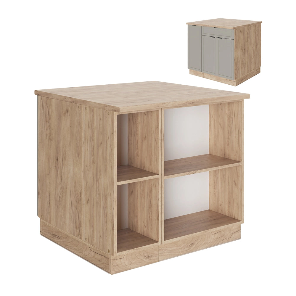 Isola cucina Fame-Line GrigioBeige/Rovere dorato 90 cm con cassetto, senza piano di lavoro Vicco