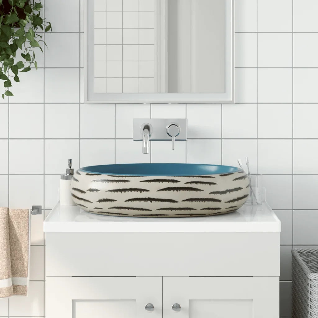 Lavabo da Appoggio Multicolore Ovale 59x40x15 cm Ceramica CFW6282267