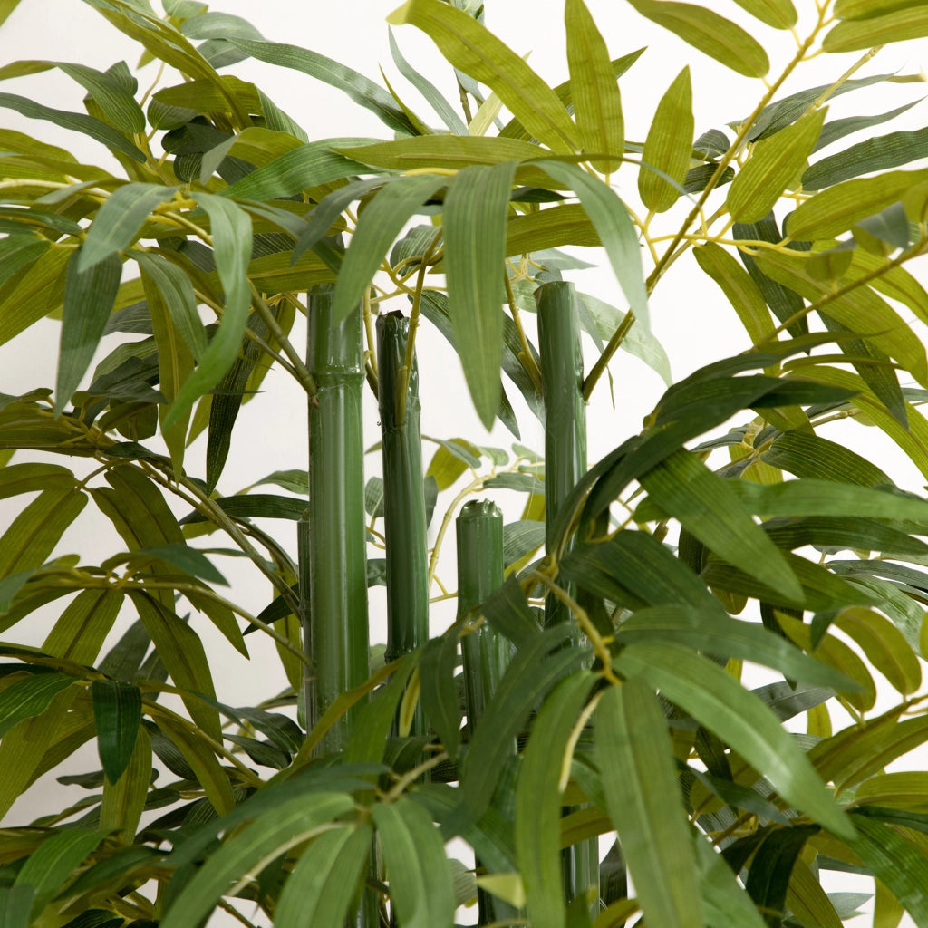 Pianta Artificiale di Bambù 180 cm Pianta Finta Realistica con Vaso Decorativo in Bambù e Plastica Verde