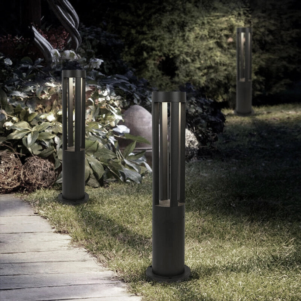 Lampione LED da Giardino 80cm con Palo Nero 15W IP65 CCT Switch 3 Tonalità Luce 3000K 4000K 6500K Esterno Moderno per Vialetti, Ingressi, Cortili e Giardini