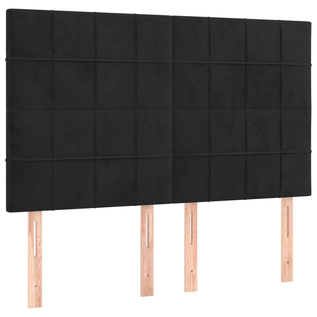 Letto a Molle con Materasso e LED Nero 140x190 cm in Velluto