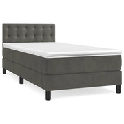 Letto singolo | Letto per adulti | Giroletto a Molle con Materasso Grigio Scuro 80x200 cm Velluto