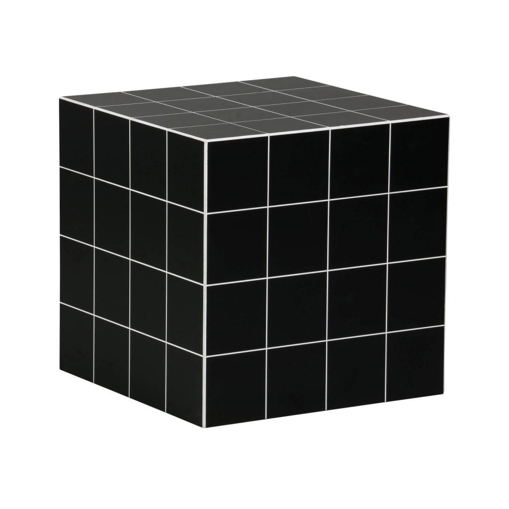 Tavolino cubico effetto piastrelle di cemento, nero