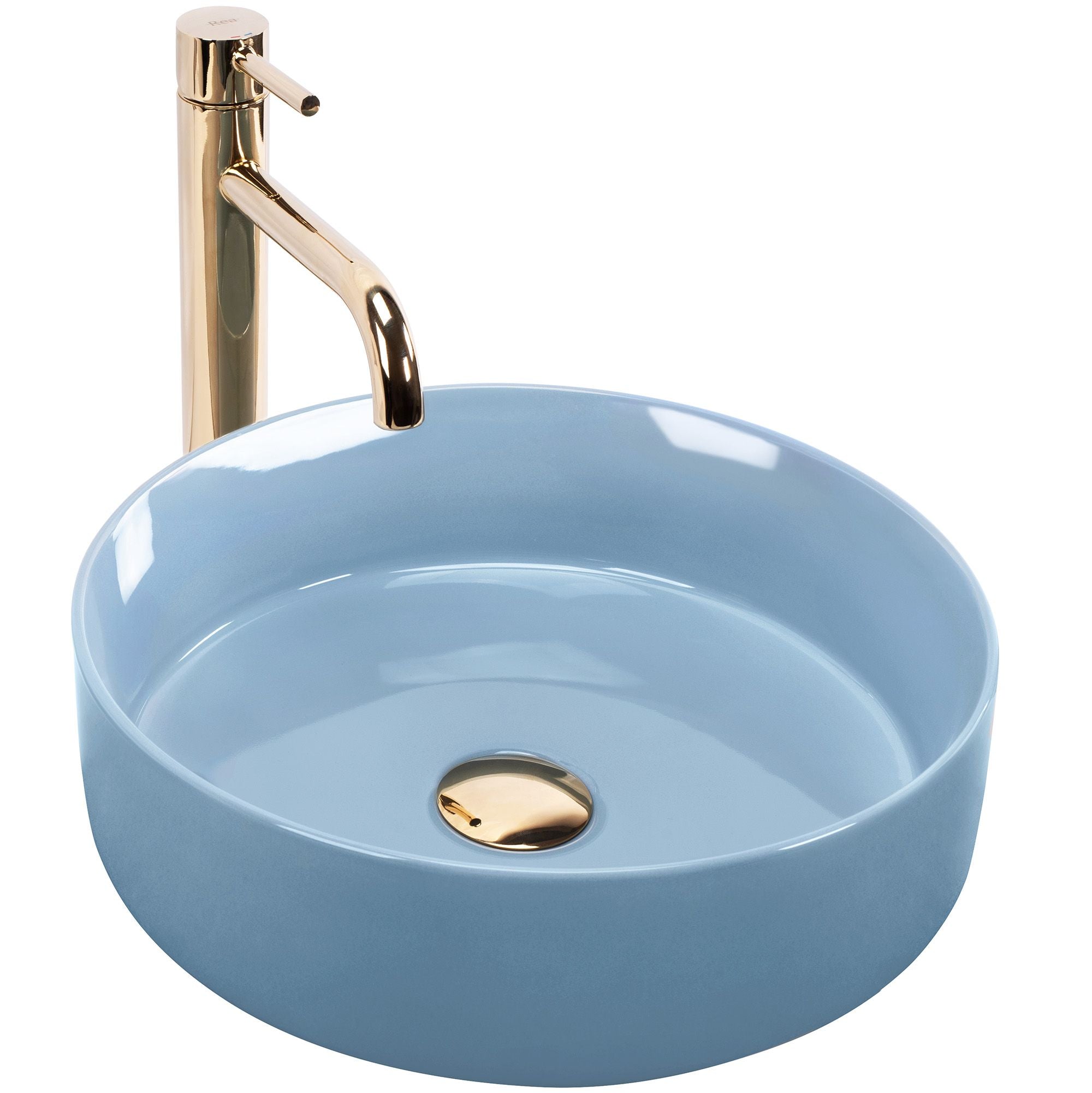 Lavabo Da Appoggio Rea Sami L.blue Shiny