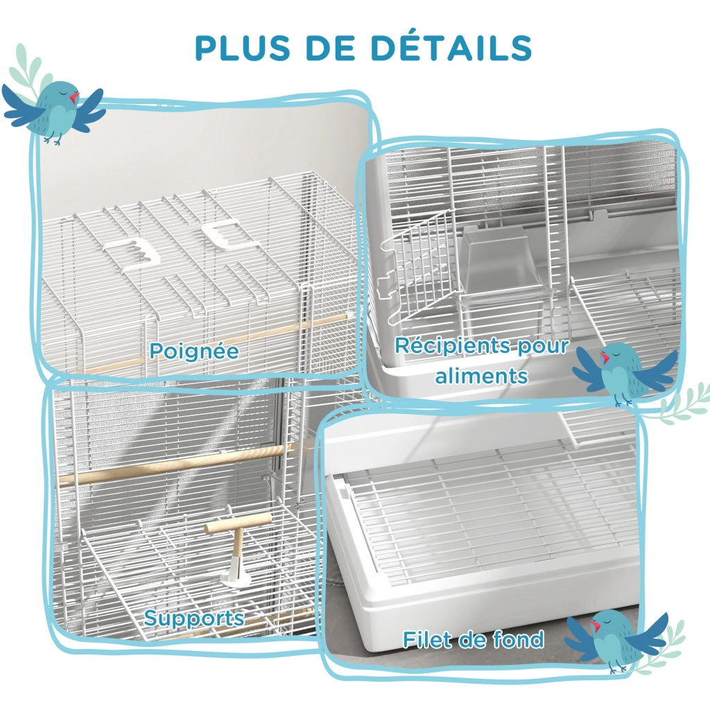 Voliera per uccelli ¨C zephmum ¨C bianco 61x36,5x98 cm