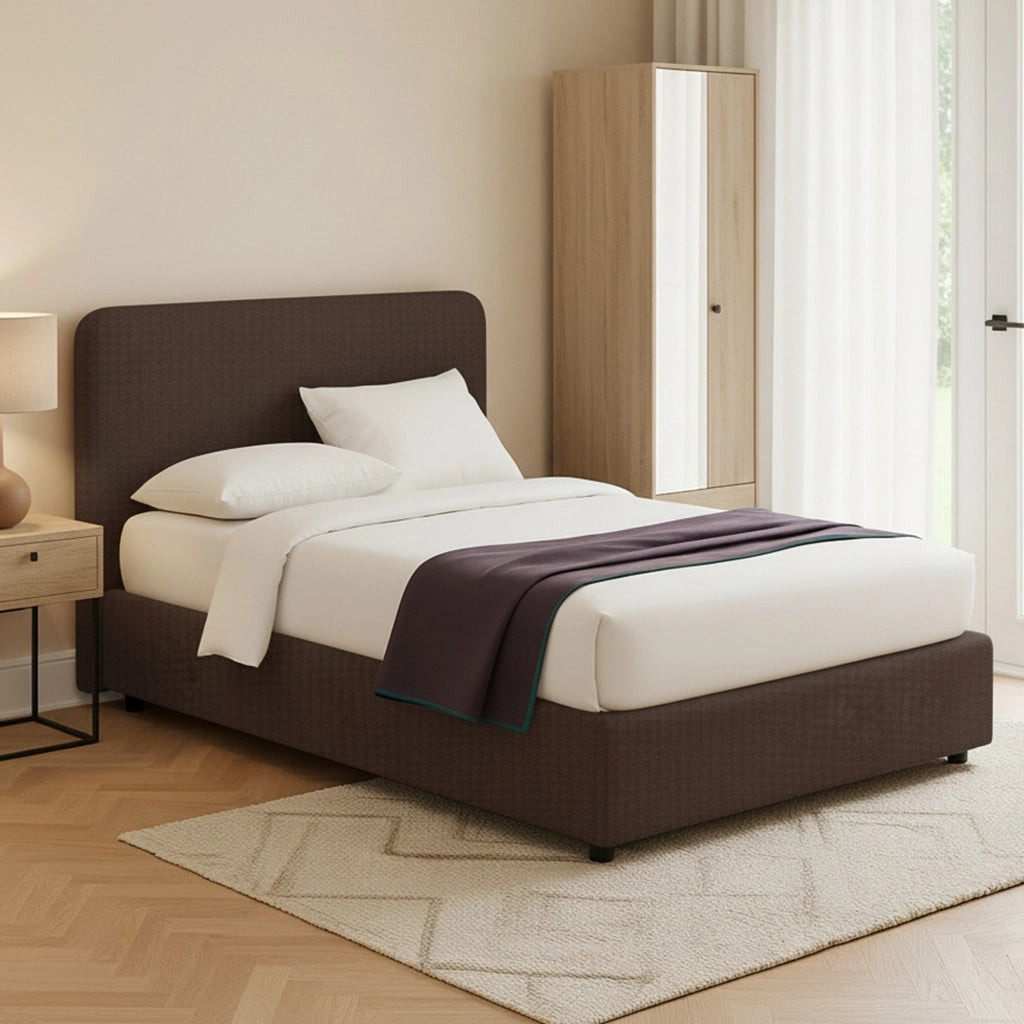 Poole, Letto Piazza e Mezza Sfoderabile Made in Italy, Marrone