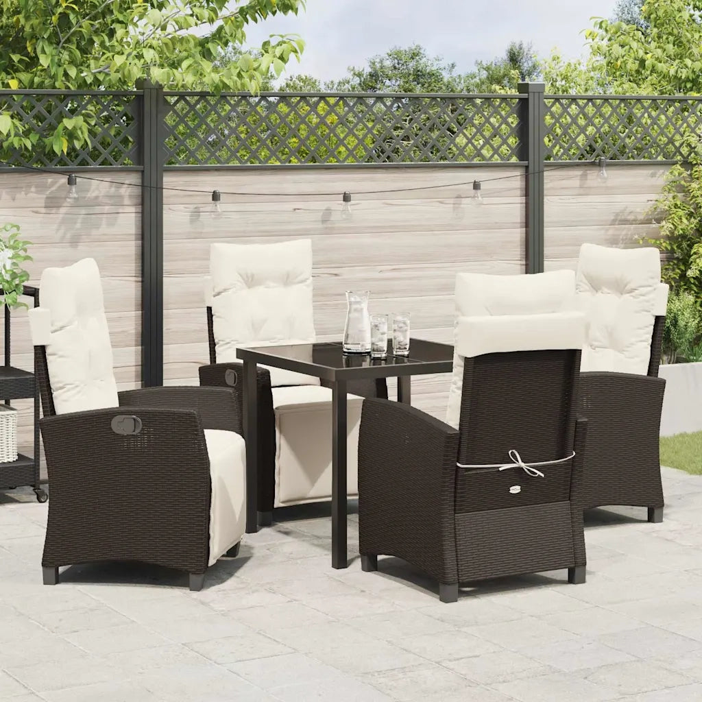 Set da Pranzo per Giardino con cuscino 5 pcs Marrone polyrattan 3380429
