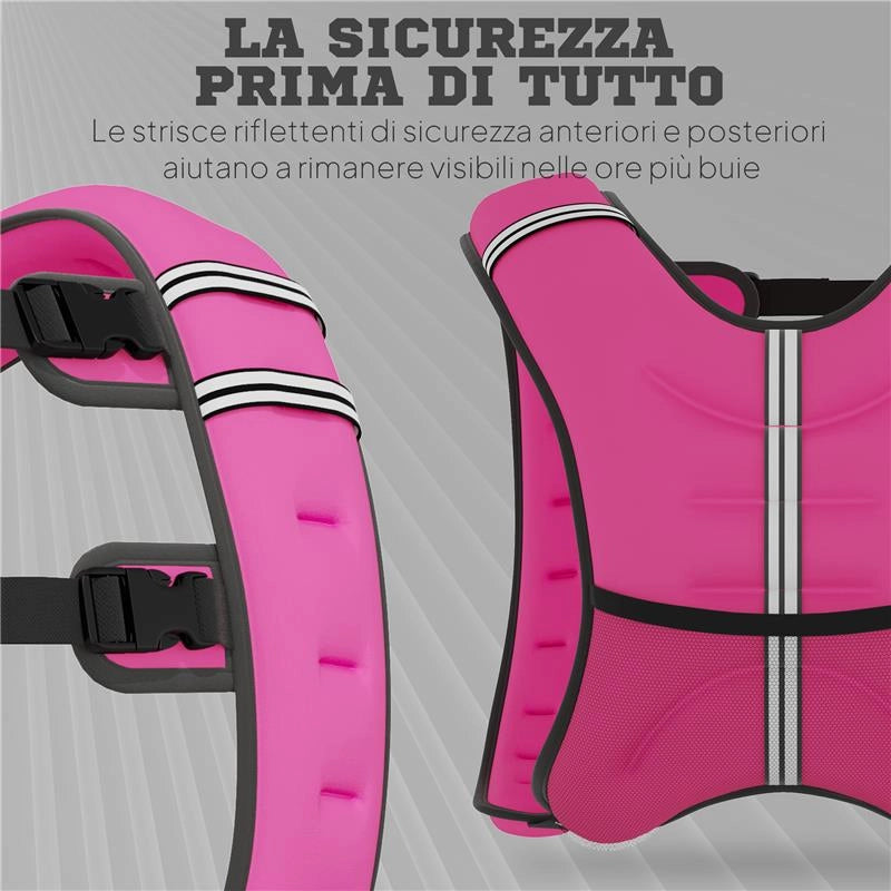 GIUBBOTTO ZAVORRATO 8KG TRASPIRANTE CON TASCA PORTAOGGETTI E SPALLACCI, IN TESSUTO OXFORD, 40X35 CM, ROSA