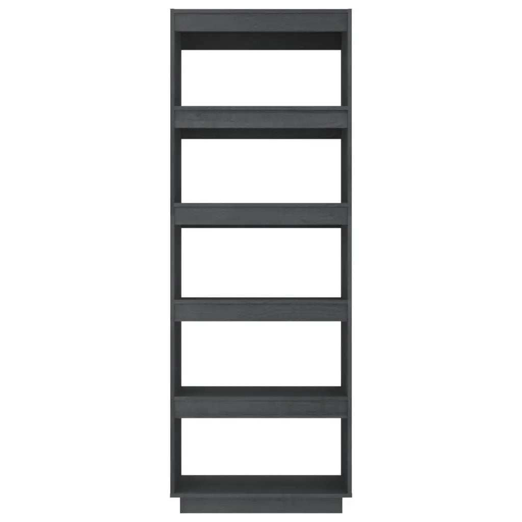 Libreria Divisorio-Scaffale per Libri-Mobile di Stoccaggio Grigio 60x35x167cm in Legno Massello di Pino