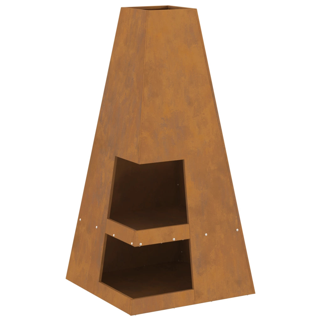 Braciere con Stoccaggio per Legna 50x50x100 cm Acciaio Inossidabile