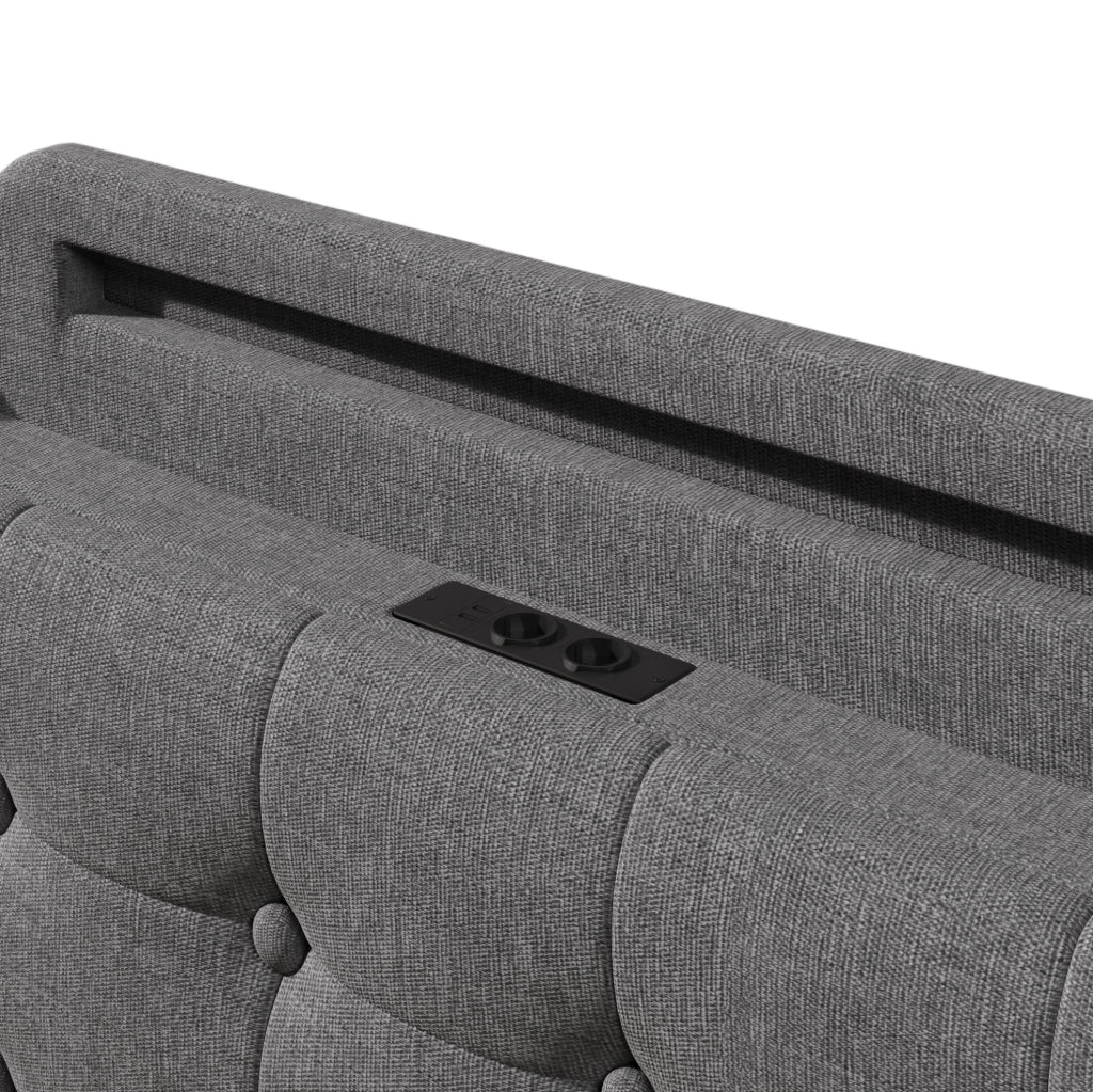 Letto imbottito 140 x 200 cm con illuminazione integrata e ricarica laterale