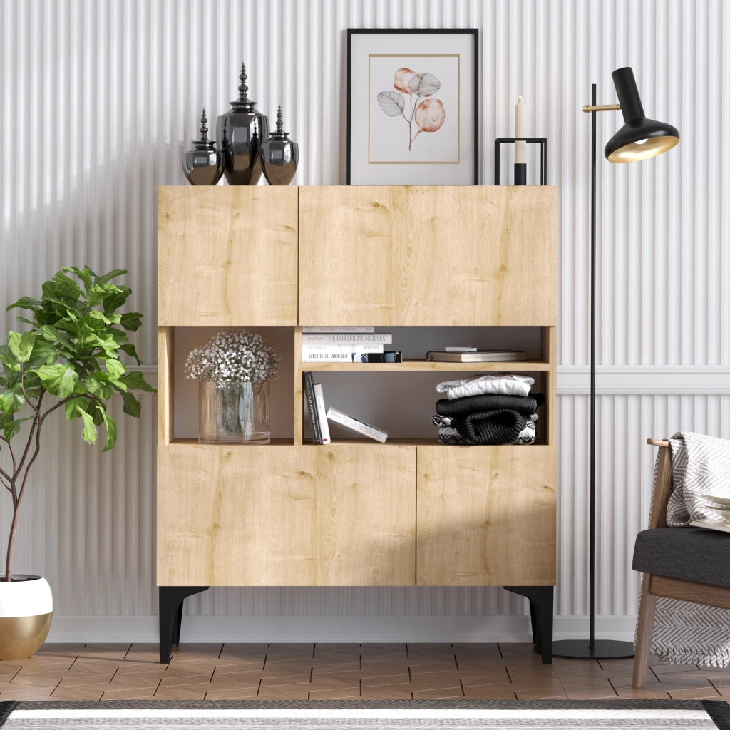 Credenza in legno "Krista" - 100 x 35 x 125 cm - Rovere Zaffiro