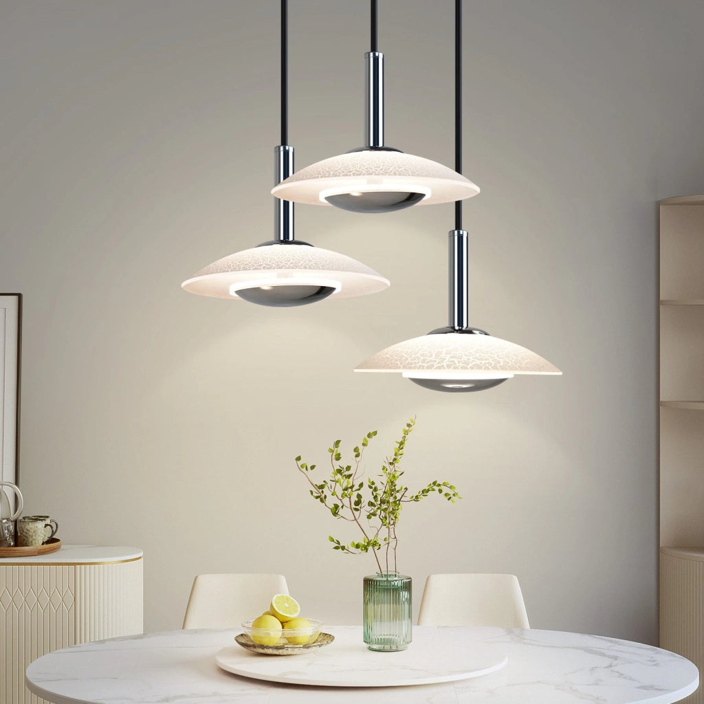 Lampada a sospensione ZMH LED in metallo cromato vetro sala da pranzo 3000K per camera da letto e cucina