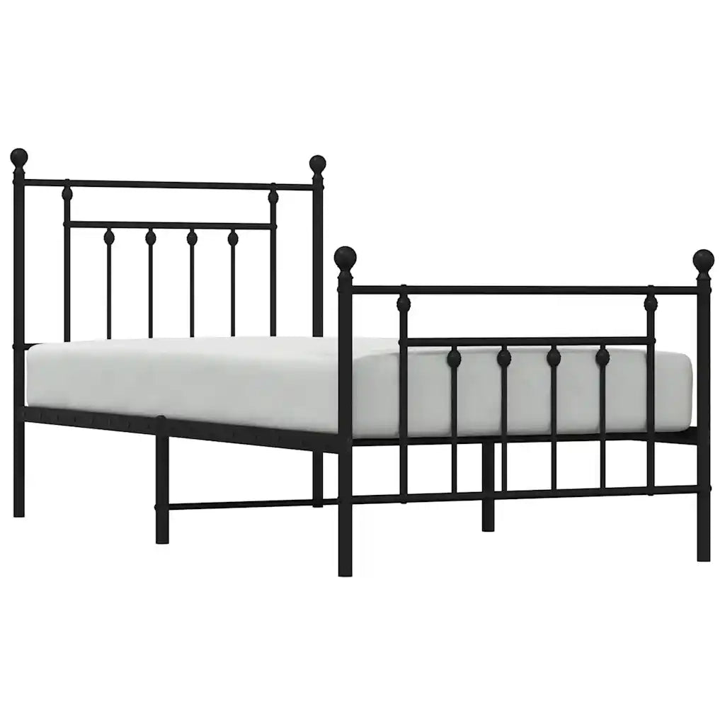 Giroletto con Testiera e Pediera-Struttura Letto Metallo Nero 90x200 cm 313750