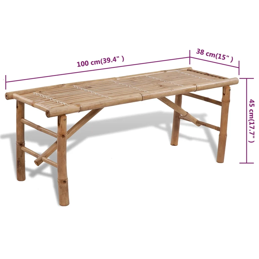 Tavolo da Birreria con 2 Panchine 100 cm in Bambù 41502