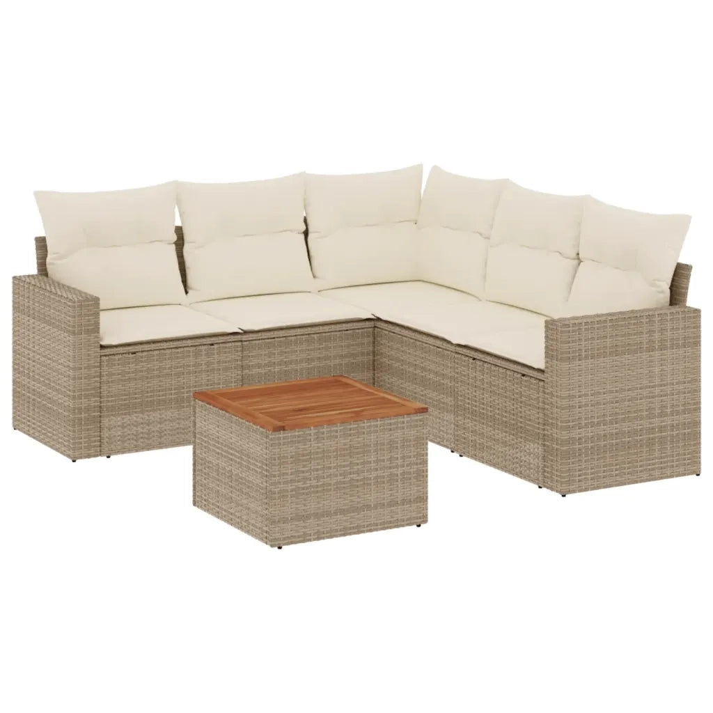 Set Divano da Giardino 6 pz con Cuscini Beige in Polyrattan 3256450
