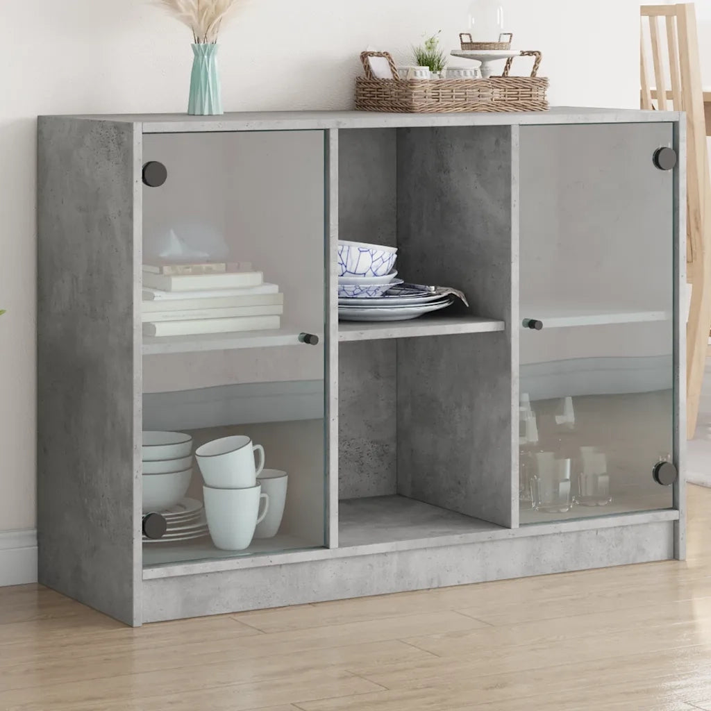 Credenza-Buffet-Armadio da cucina Grigio Cemento 102x37x75,5 cm in Legno Multistrato