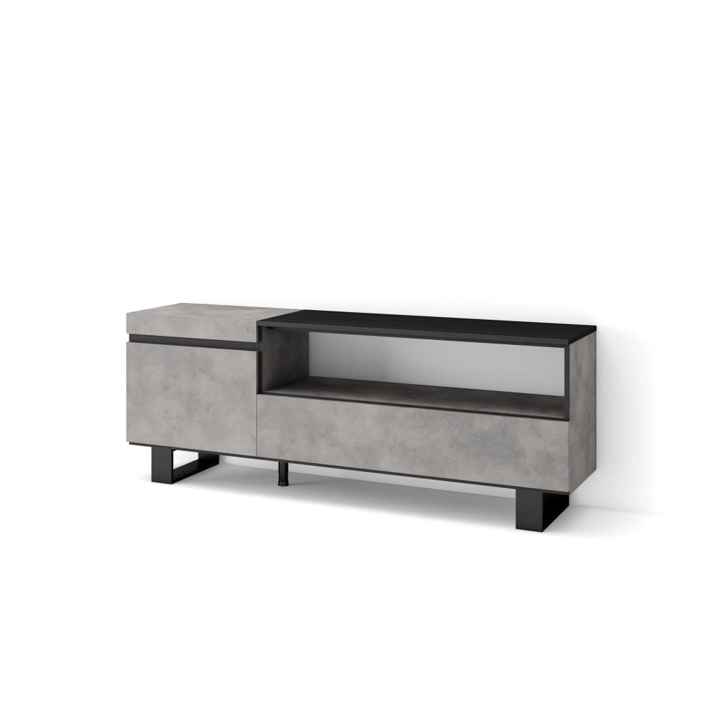 Mobile TV Soggiorno, 150x35x57cm, Per TV fino a 65", Design industriale, grigio cemento RF2470