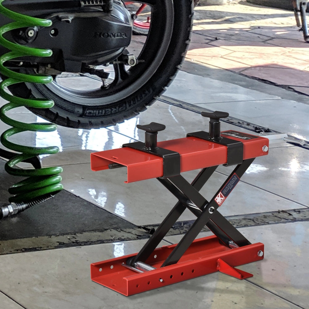 Piattaforma Elevatore per Motociclette ¨C Zephmum ¨C Carga 500 kg, Altezza 19-53 cm, Nero e Rosso