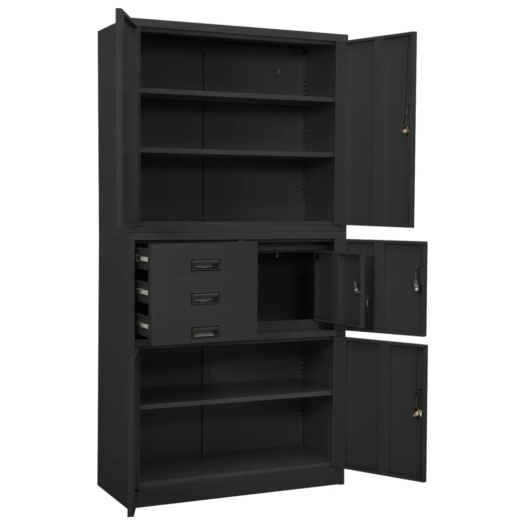 Armadio per Ufficio Antracite 90x40x180 cm in Acciaio 336416
