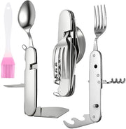 Set da cucina multifunzionale 6 in 1 - Opvougable - In acciaio inossidabile - Portatile - Ideale per campeggi e pic nic - Kit da campeggio