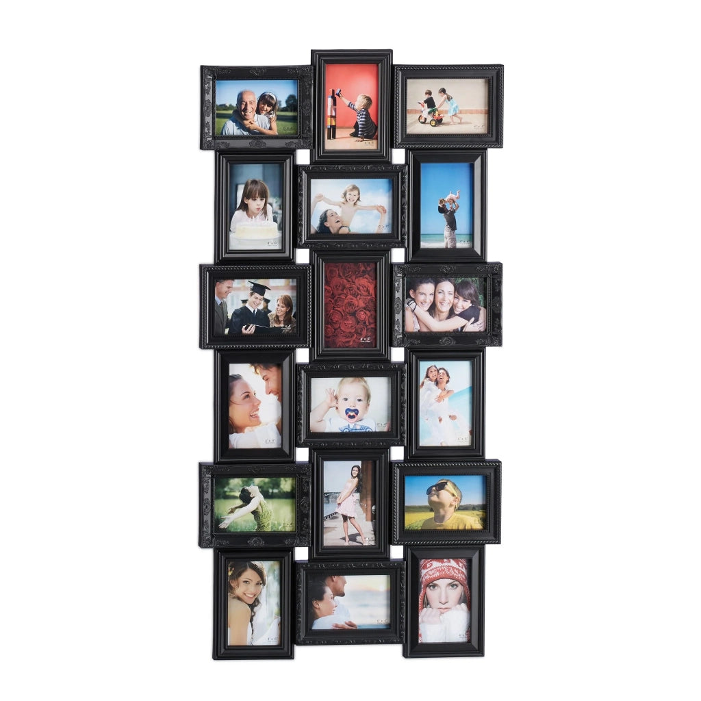Portafoto multiplo design moderno per 18 foto 104 x 54 x 2,5 cm in plastica bianca 13_0006879