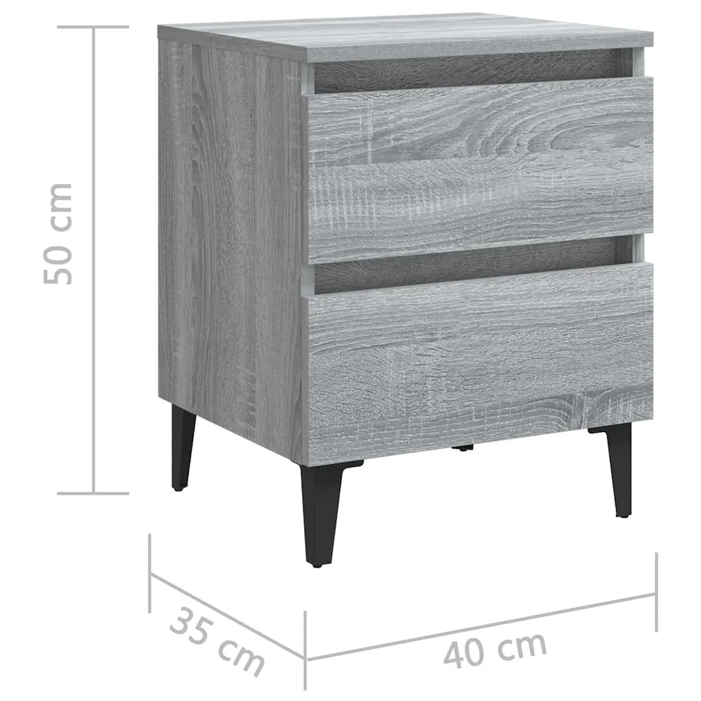 Comodini con Gambe in Metallo 2 pz Grigio Sonoma 40x35x50 cm 813131