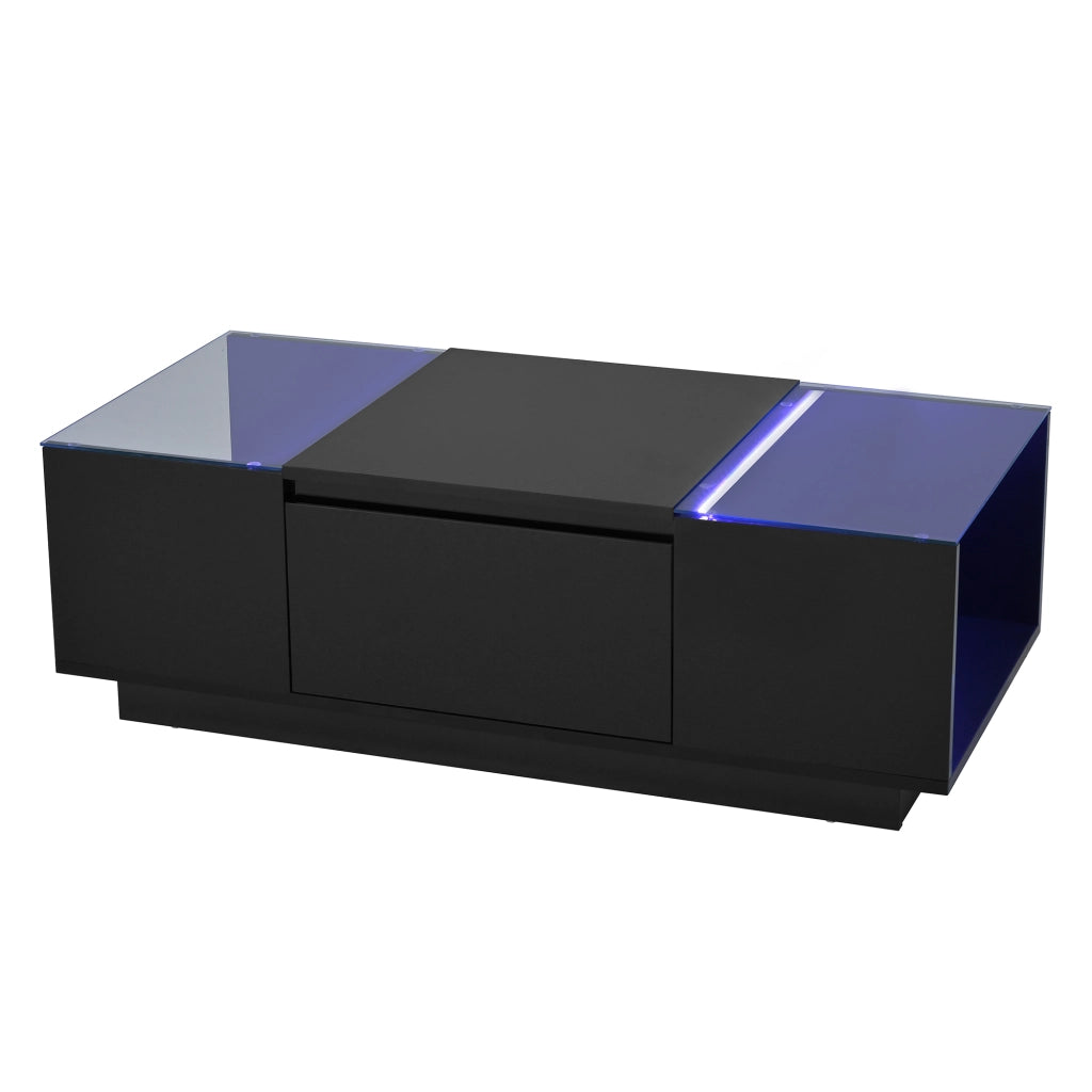 Tavolino moderno - Zephmum- 105 cm con illuminazione LED e 2 cassetti
