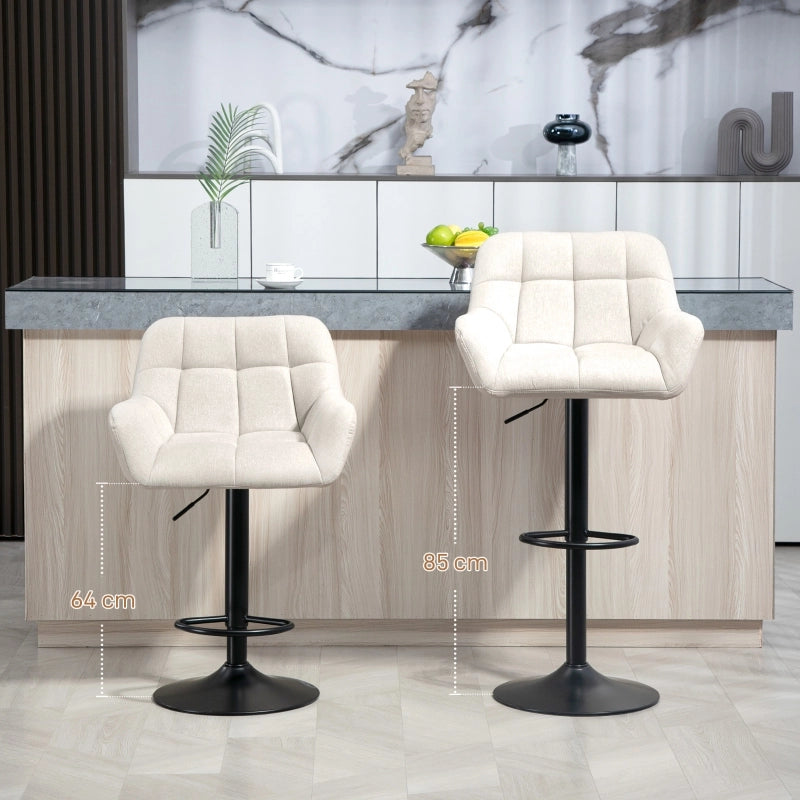 SGABELLO ALTO Set da 2 pezzi regolabile 64-85 cm ecopelle crema