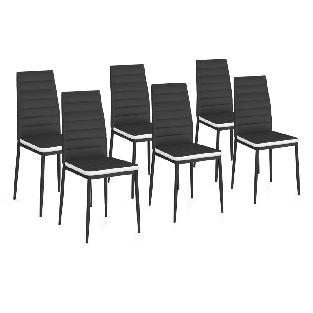 IDMarket - Set di 6 sedie da pranzo ROMANE nere con fascia bianca