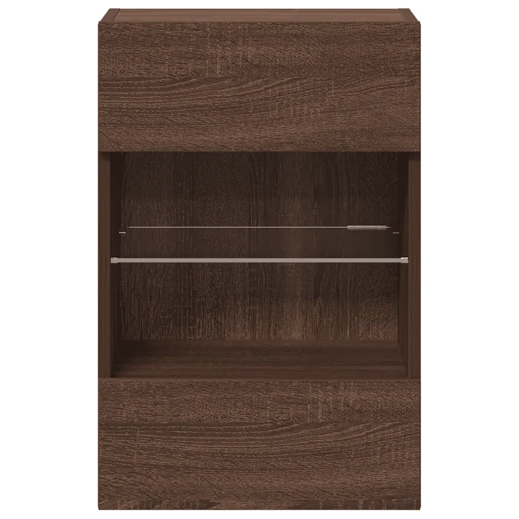 Mobili da parete con luci LED per TV 2pz Rovere Marrone 40x30x60,5cm 837091