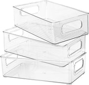 Organizzatori per frigorifero set di 3 - Contenitori per frigorifero - Scatola di stoccaggio per cucina - Translucido - Plastica - Dimensioni 25,5 x 15 x 7,6 cm