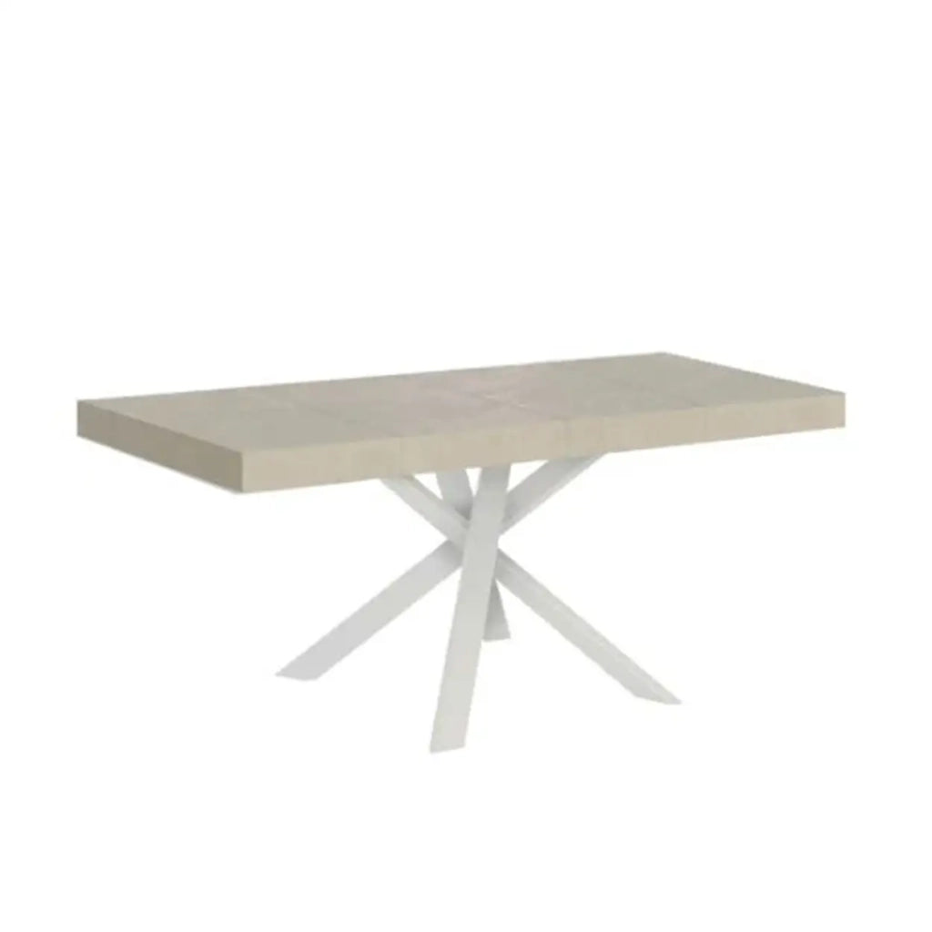 Tavolo allungabile 90/194x90 cm Clerk Premium cashmere gambe bianche