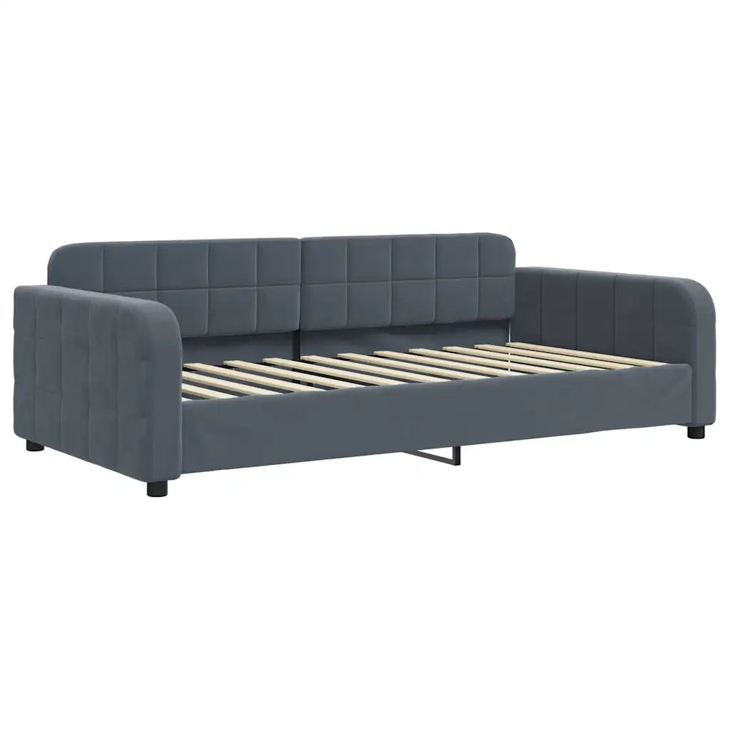 Divano Letto con Materasso Grigio Scuro 100x200 cm in Velluto