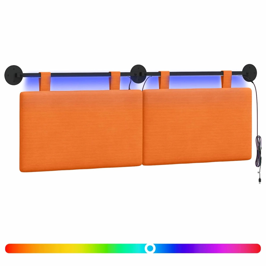 Testiera sospesa Con luce LED Arancione Tessuto in Cords 3424306