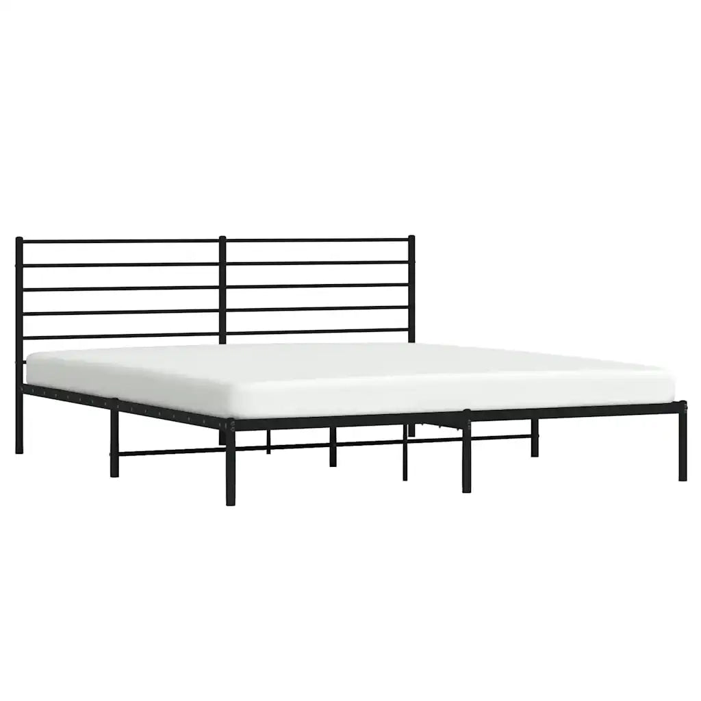 Letto matrimoniale | Letto per adulti | Giroletto con Testiera in Metallo Nero 193x203 cm
