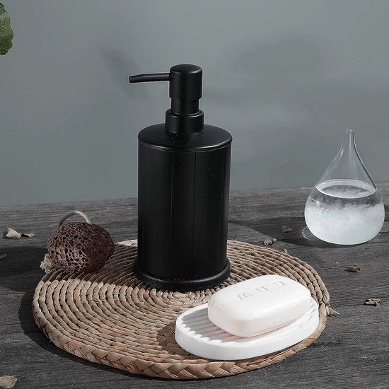 Dispensatore di sapone in metallo nero Dispensatore di liquido 500ml per bagno cucina (Nero)