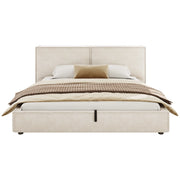 Letto Contenitore 180 x 200 cm - Testiera Imbottita e Vano Contenitore - Beige