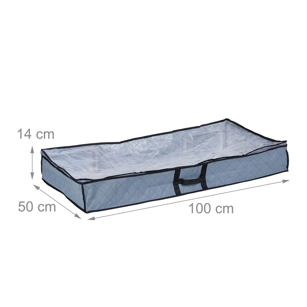 Set di 2 custodie di stoccaggio piatte per vestiti e biancheria da letto 90 x 40 x 15 cm in poliestere trasparente 13_0014511